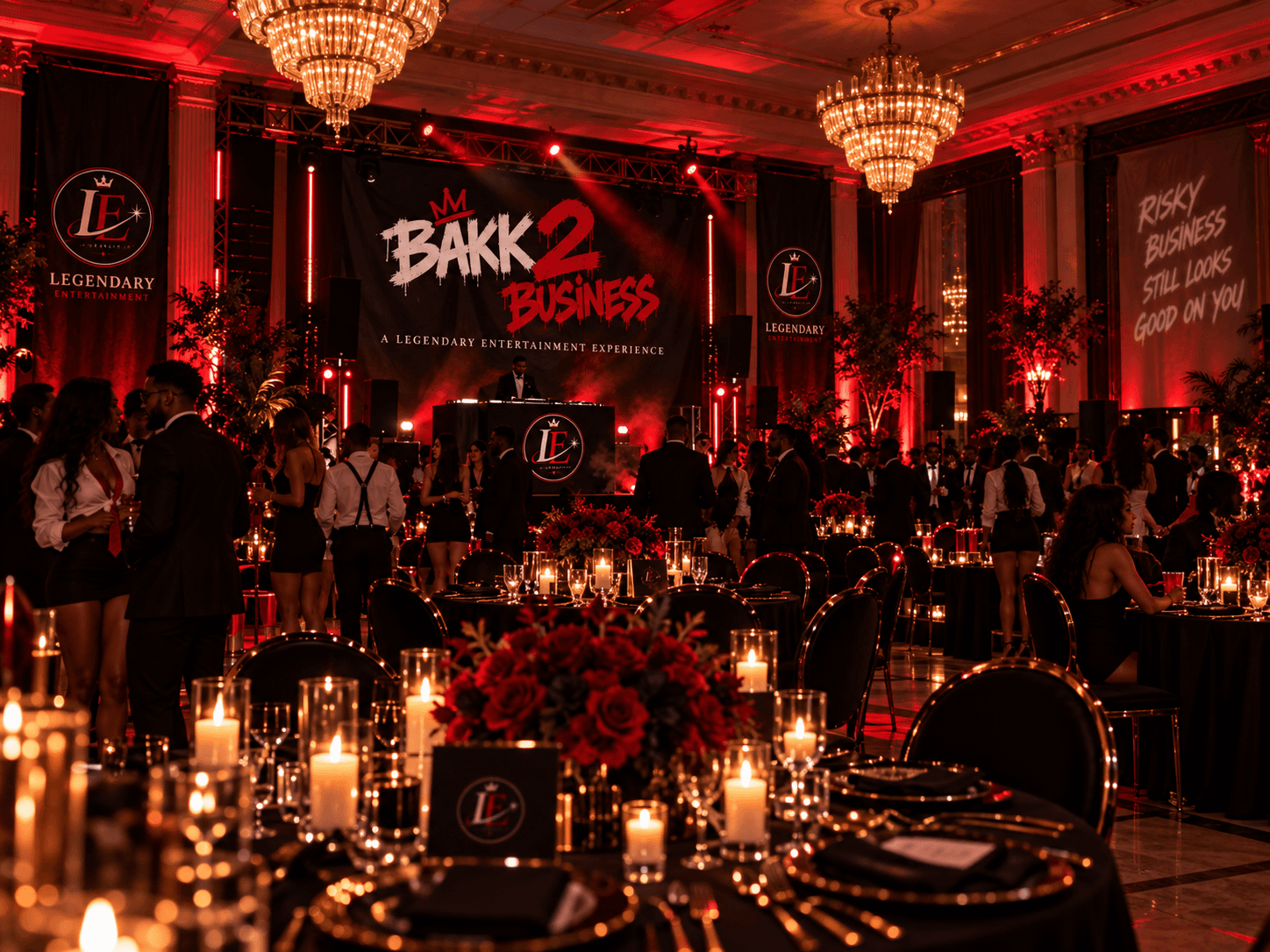 Ballroom atmosphere at a Legendary Entertainment event