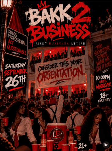 Bakk 2 Business party flyer from Legendary Entertainment